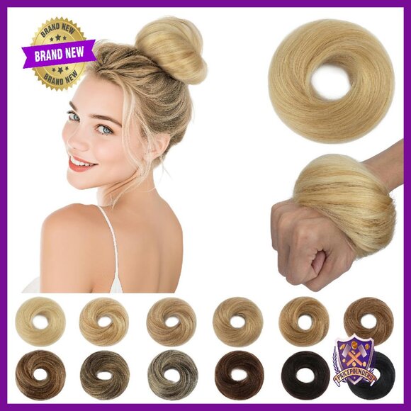 Human Hair Messy Bun Scrunchie Donut Hairpiece for Voluminous Updos